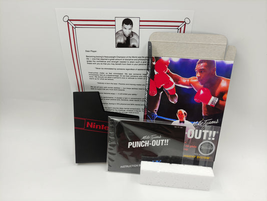 Mike Tyson's Punch-Out!! - Replacement Box, Manual, Dust Cover, Block - NES - NTSC or PAL - thick cardboard as in the original. Top Quality !!
