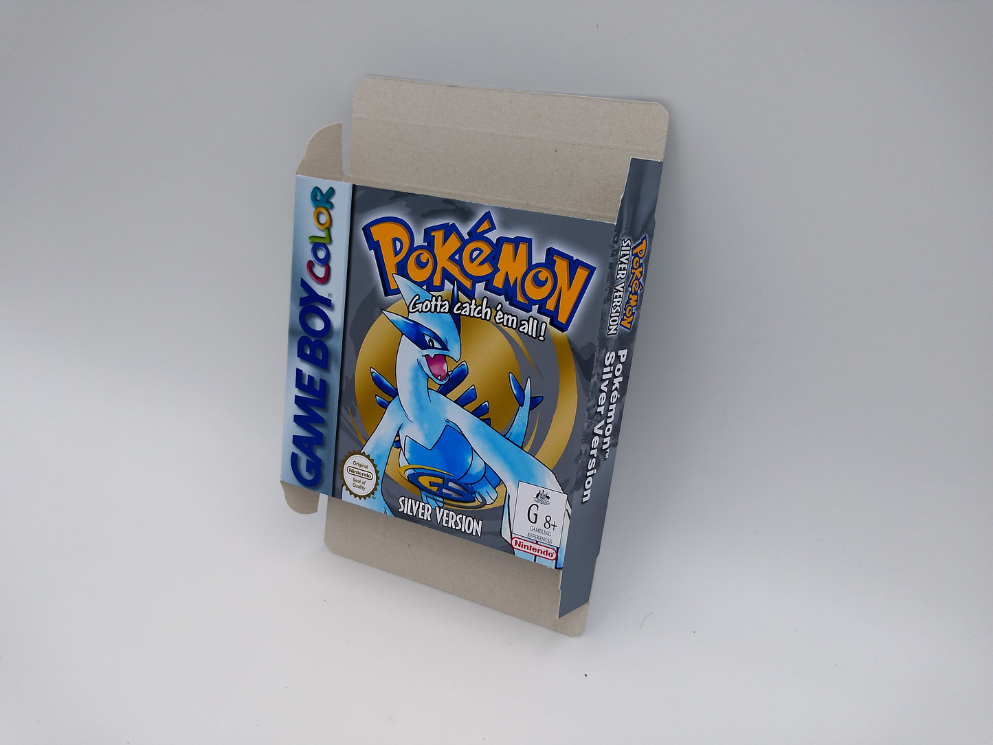 Pokemon Silver - NTSC or PAL - Replacement box, manual, inner tray - Game Boy Color/ GBC - thick cardboard. Top Quality !!