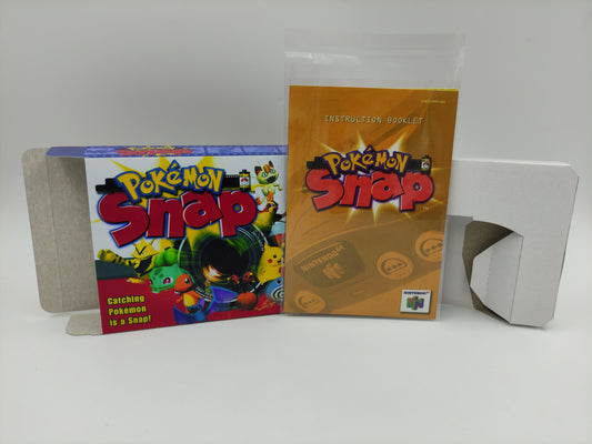 Pokemon Snap - Replacement Box, Manual, Inner Tray - NTSC, PAL - Nintendo 64 - thick cardboard. Top Quality !!