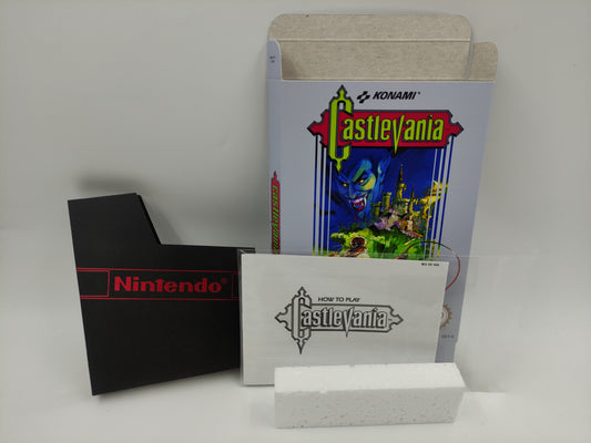 Castlevania - Replacement Box, Manual, Dust Cover, Block - NES - NTSC or PAL - thick cardboard as in the original. Top Quality !!