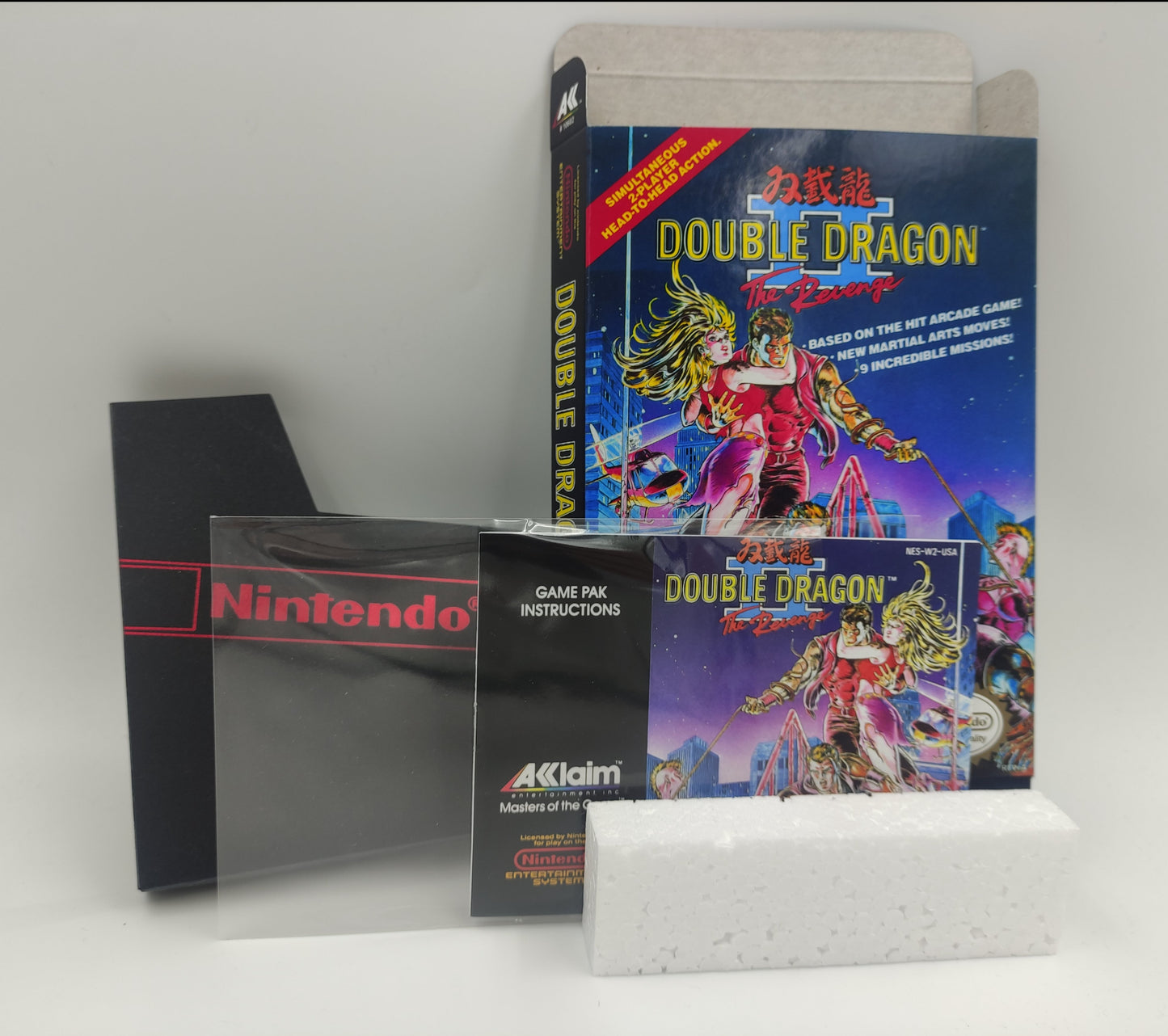 Double Dragon II: The Revenge - Box, Manual, Dust Cover, Block - NES - NTSC or Pal - thick cardboard as in the original. Top Quality !