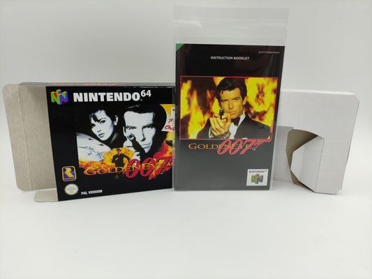 GoldenEye 007 - NTSC, Pal or Australian PAL - Replacement Box, Manual, Inner Tray - Nintendo 64/ N64 - thick cardboard as in the original.