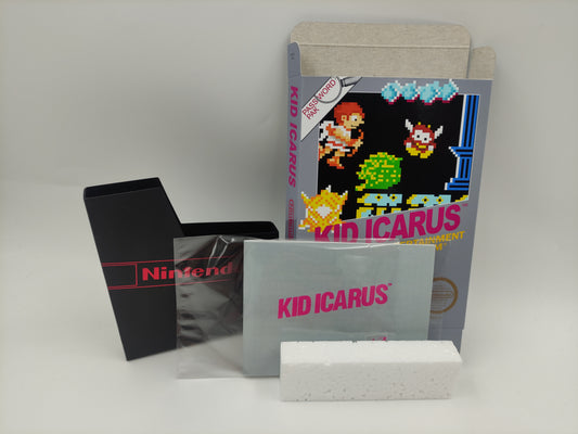 Kid Icarus - Replacement Box, Manual, Dust Cover, Block - NES - NTSC or PAL - thick cardboard as in the original. Top Quality !