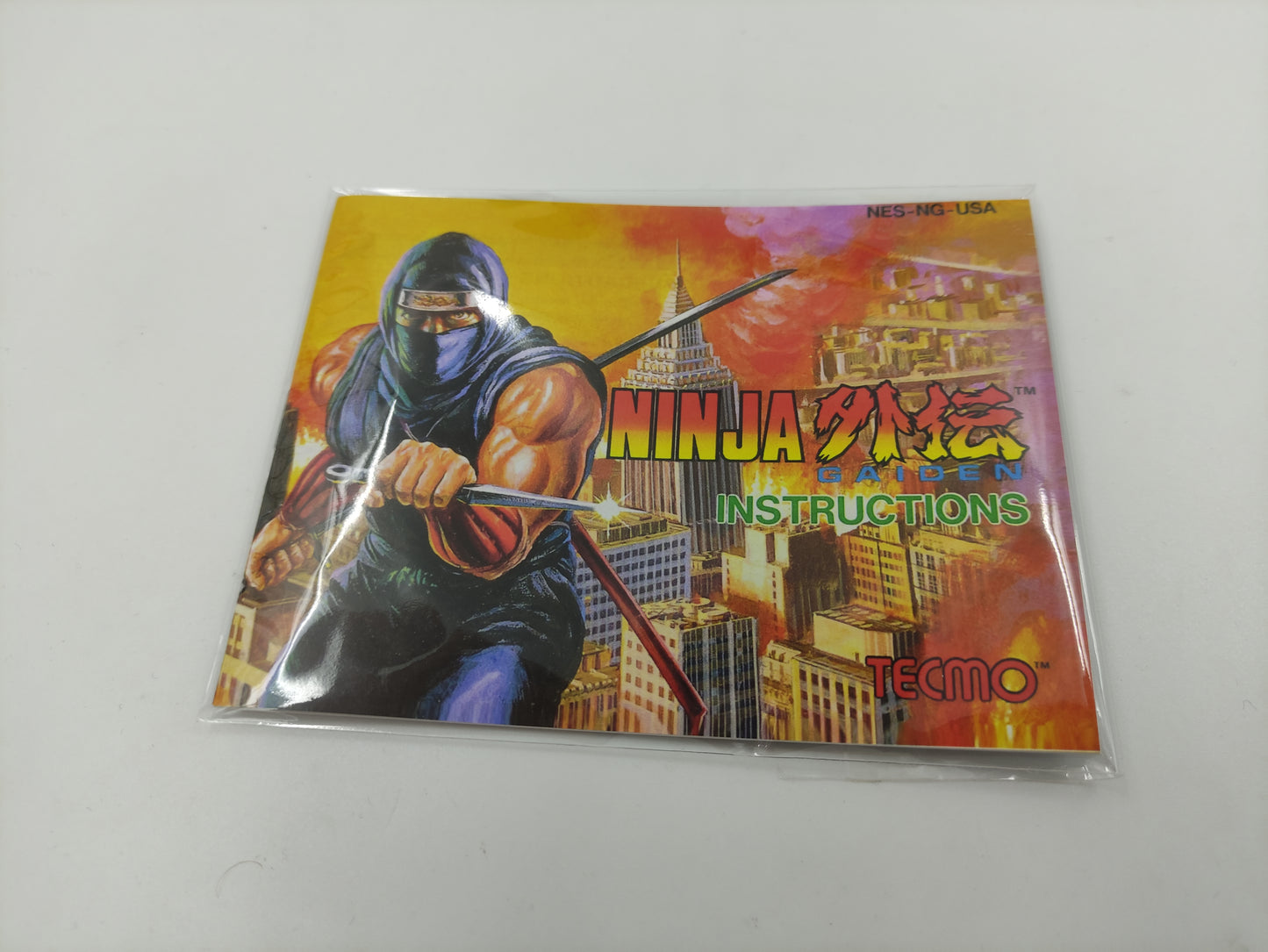 Ninja Gaiden/ Shadow Warriors - NTSC or PAL - NES - Replacement Box, Manual, Dust cover, Block - thick cardboard as in the original. Top Quality !