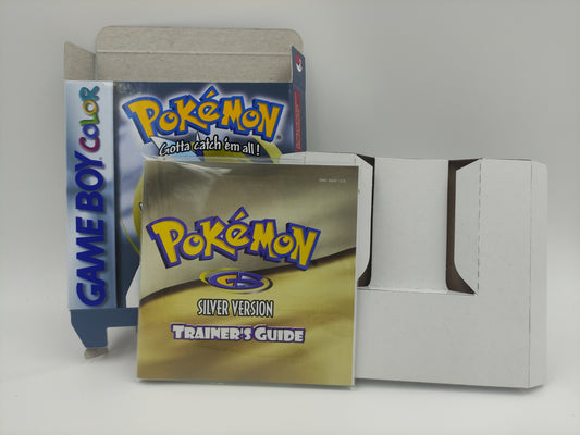 Pokemon Silver - NTSC or PAL - Replacement box, manual, inner tray - Game Boy Color/ GBC - thick cardboard. Top Quality !!