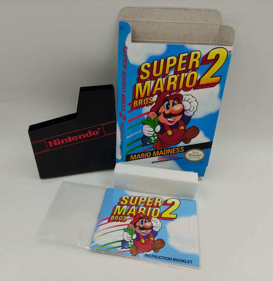 Super Mario Bros 2 - Replacement Box, Manual, Dust Cover, Block for Nintendo Entertainment System - NTSC or Pal - NES. Thick Cardboard. HQ !!
