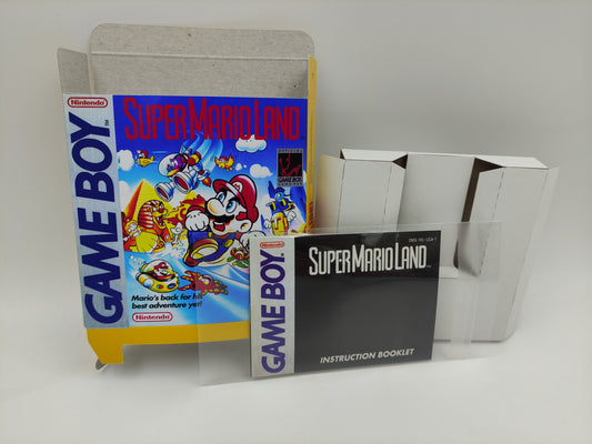 Super Mario Land - Box Replacement, Manual, Inner Tray - PAL or NTSC - Game Boy/ GB - thick cardboard. Top Quality !!