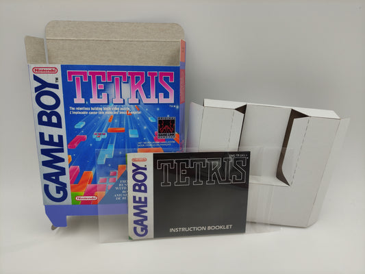 Tetris - Replacement Box, Manual, Inner Tray - Game Boy/ GB - PAL or NTSC - thick cardboard - Top Quality !