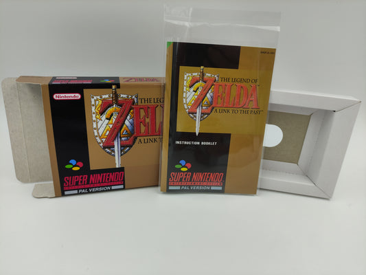 The Legend of Zelda a Link to The Past - Replacement Box, Manual, Inner Tray - PAL, NTSC or Japan Ntsc - SNES - thick cardboard as in the original.