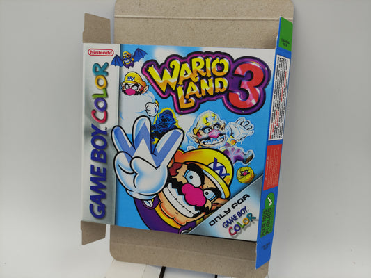 Wario Land 3 - Game Boy Color - box with inner tray option - thick cardboard. Top Quality !!