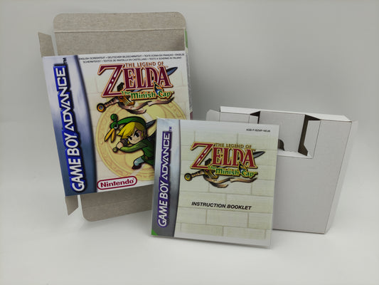 The Legend of Zelda The Minish Cap - GameBoy Advance - Replacement Box, Manual, Inner Tray - PAL or NTSC - thick cardboard. Top Quality !!