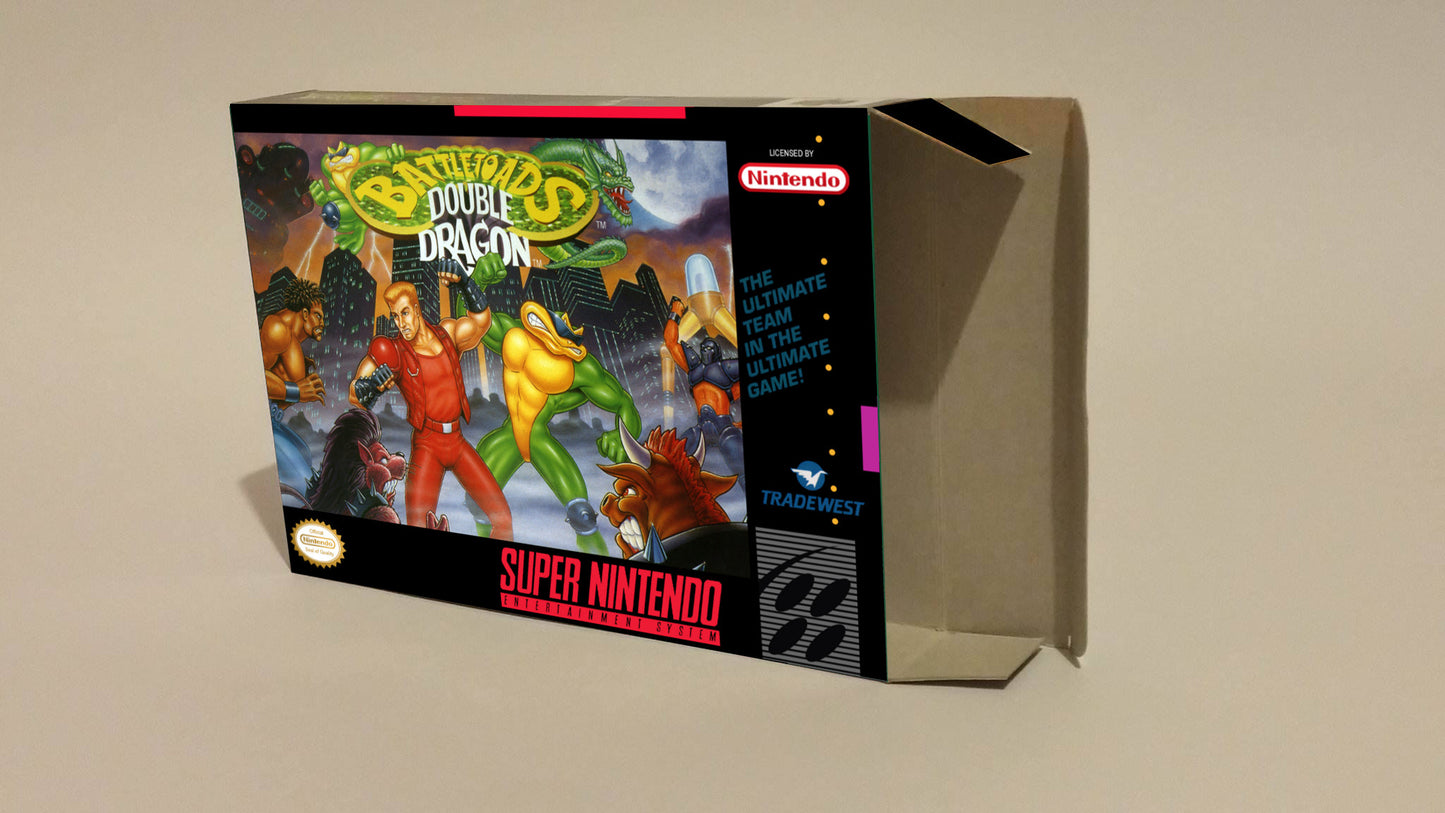 Battletoads Double Dragon  The Ultimate Team - NTSC or PAL - box with inner tray option - SNES - thick cardboard as in the original.