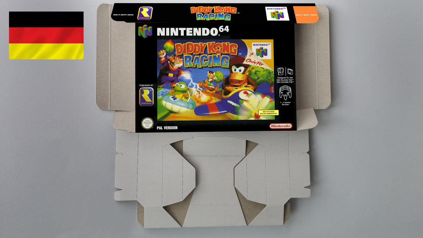 Diddy Kong Racing - box with inner tray option - NTSC, PAL or Australian PAL - Nintendo 64/ N64 - thick cardboard as in the original. Hq !