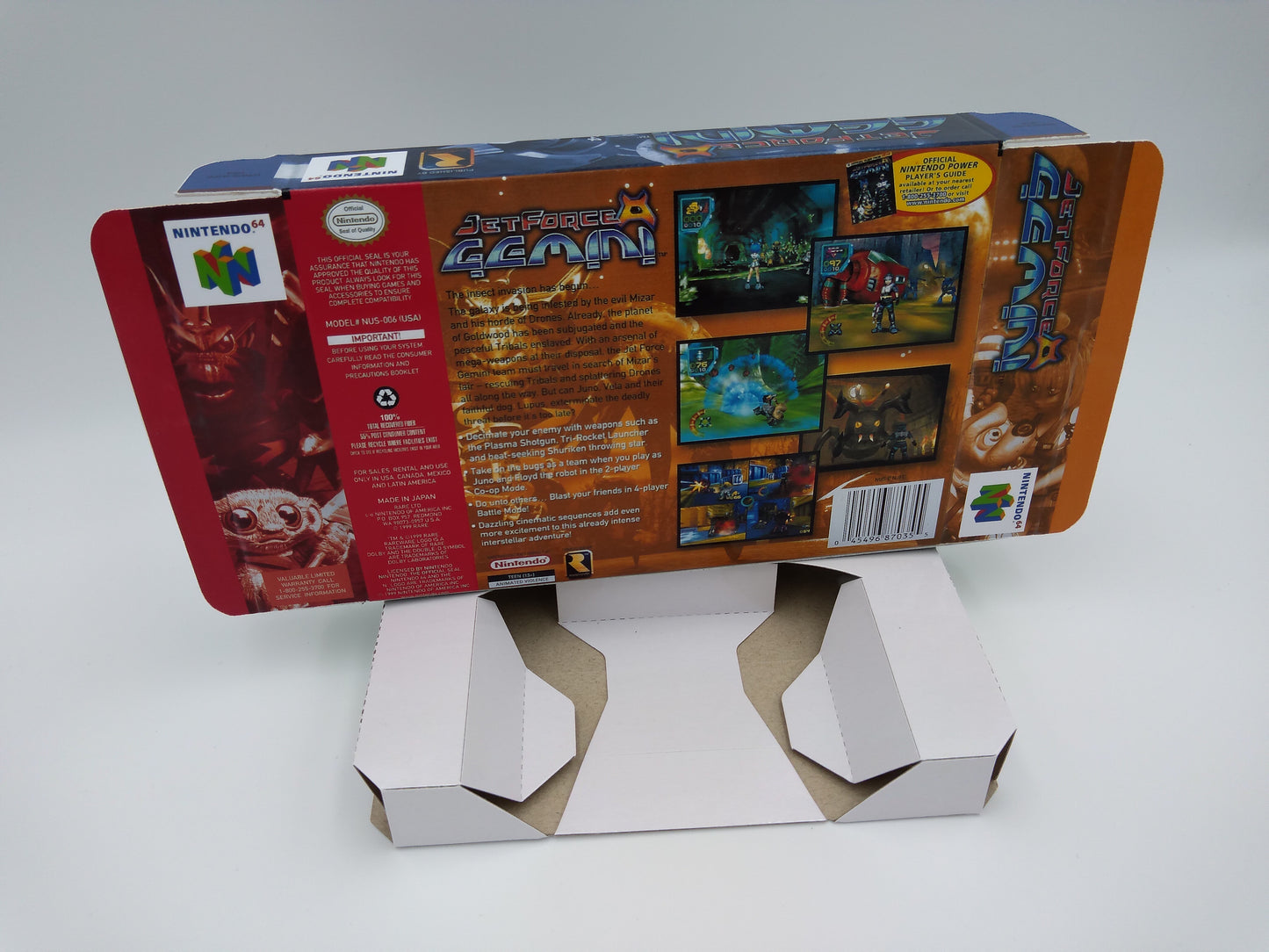 Jet Force Gemini - box with inner tray option - NTSC or PAL - Nintendo 64 - thick cardboard. Top Quality !!