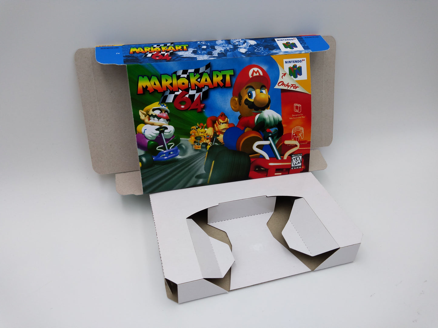 Mario Kart 64 - box with inner tray option - Nintendo 64/ N64 - Pal, NTSC, Australian PAL, Japan NTSC - thick cardboard as in the original.