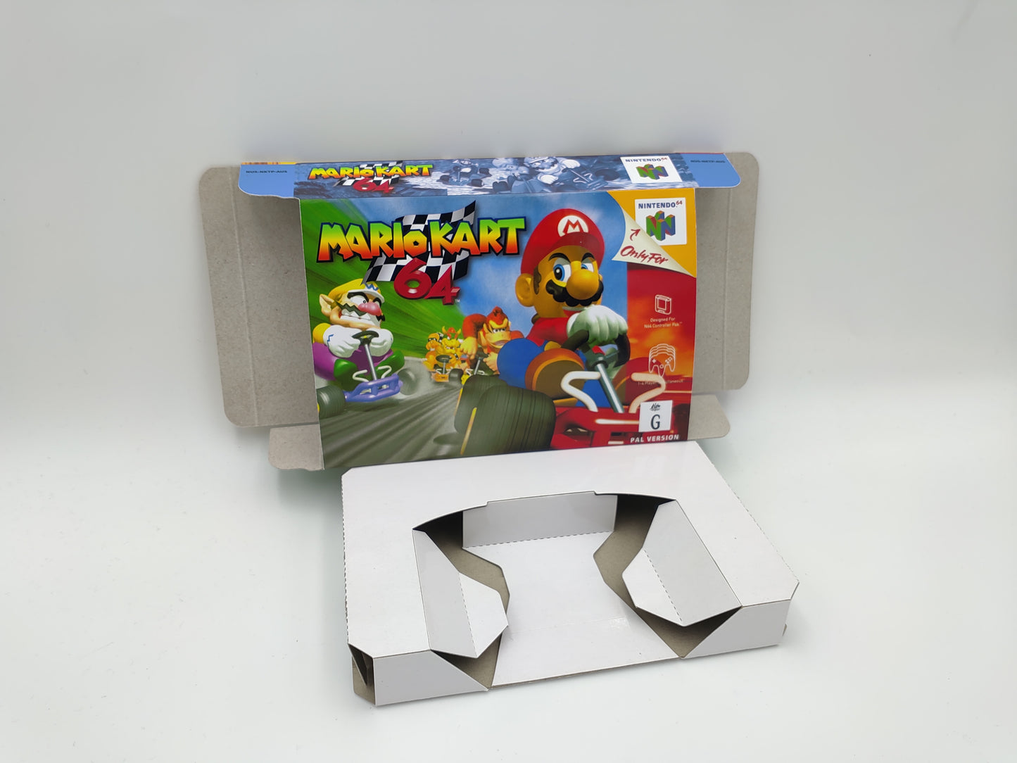 Mario Kart 64 - box with inner tray option - Nintendo 64/ N64 - Pal, NTSC, Australian PAL, Japan NTSC - thick cardboard as in the original.