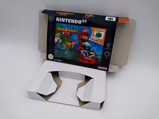 Mario Kart 64 - box with inner tray option - Nintendo 64/ N64 - Pal, NTSC, Australian PAL, Japan NTSC - thick cardboard as in the original.