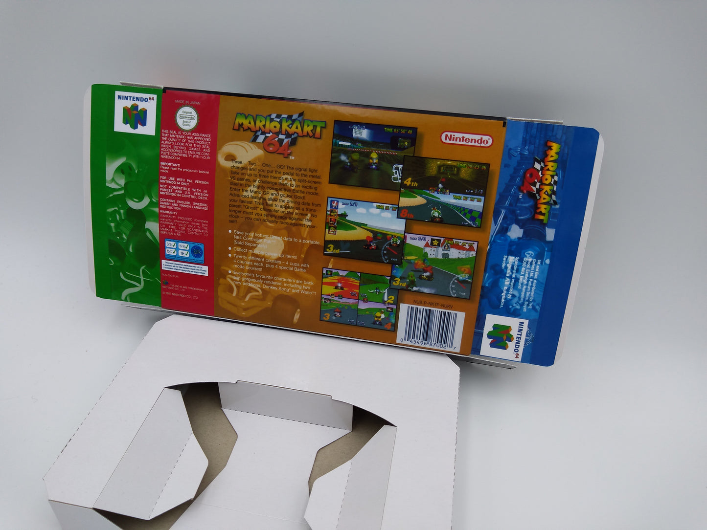 Mario Kart 64 - box with inner tray option - Nintendo 64/ N64 - Pal, NTSC, Australian PAL, Japan NTSC - thick cardboard as in the original.