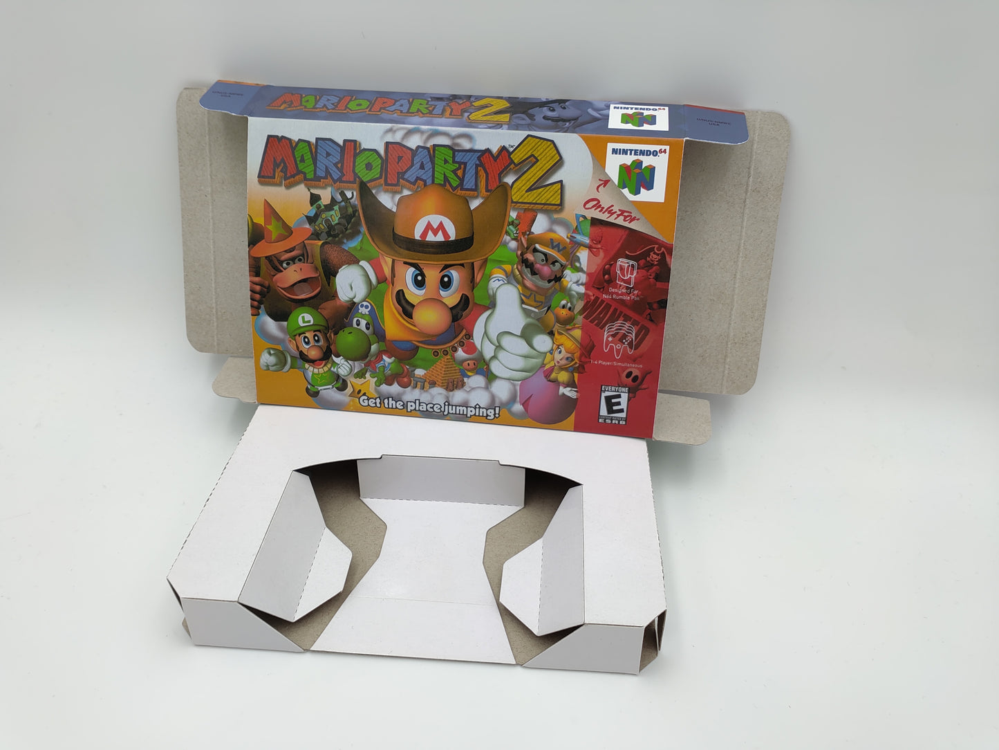 Mario Party 2 box with inner tray option - PAL, Australian PAL or NTSC region- Nintendo 64/ N64 - thick cardboard as in the original.