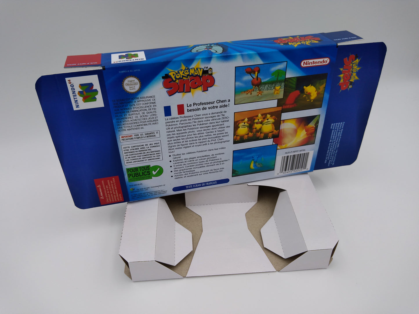 Pokemon Snap - Replacement Box, Manual, Inner Tray - NTSC, PAL - Nintendo 64 - thick cardboard. Top Quality !!