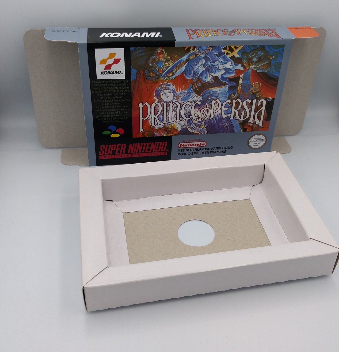 Prince of Persia - PAL or NTSC - box with inner tray option - SNES - thick cardboard as in the original. Top Quality !!