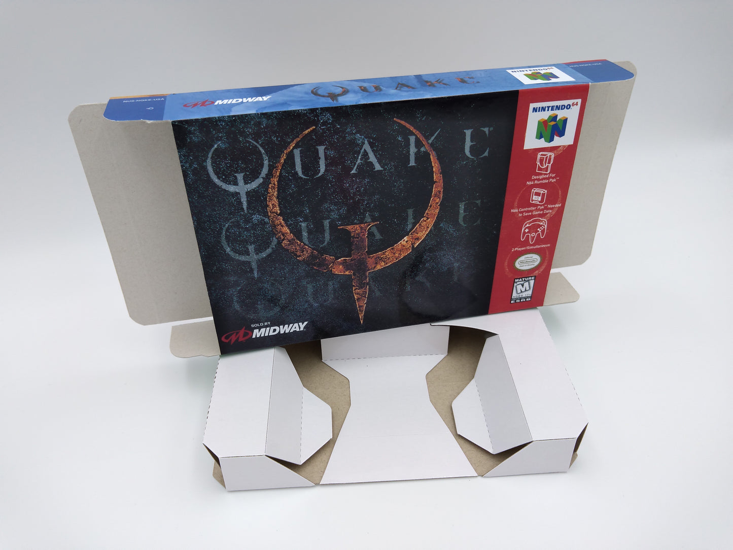 Quake 64 - box with inner tray option - NTSC or PAL - Nintendo 64/ N64 - thick cardboard. Top Quality !!