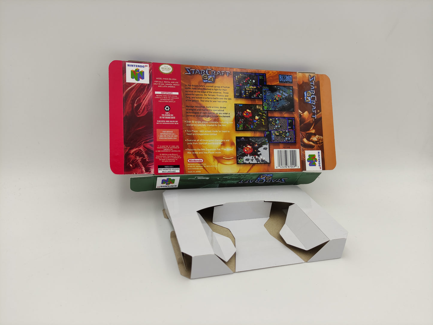 StarCraft 64 - box with inner tray option - Nintendo 64/ N64 - thick cardboard. Top Quality !!