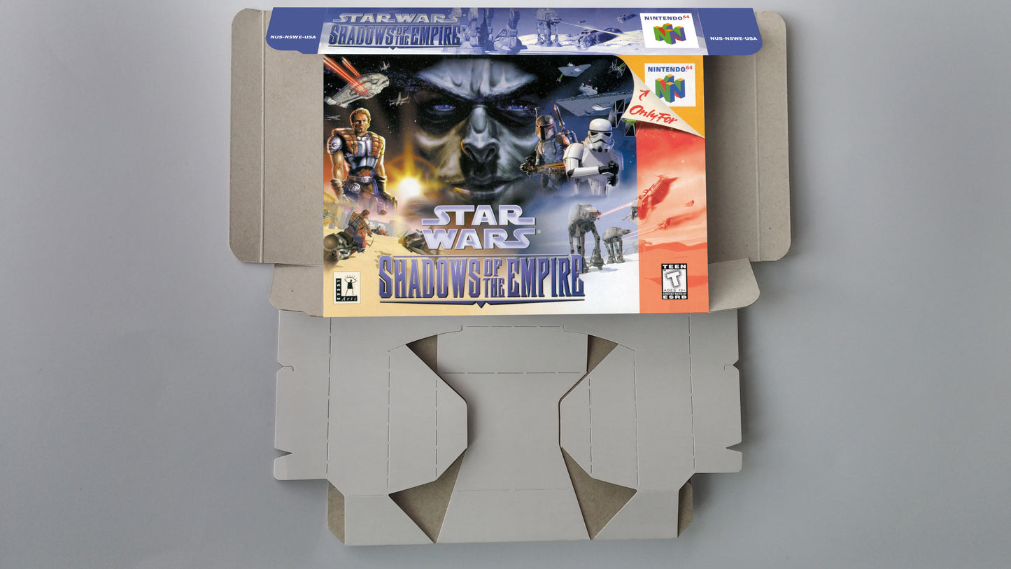 Star Wars Shadow of The Empire - NTSC, PAL or Australian PAL - box with inner tray option - thick cardboard as in the original. Top Quality!