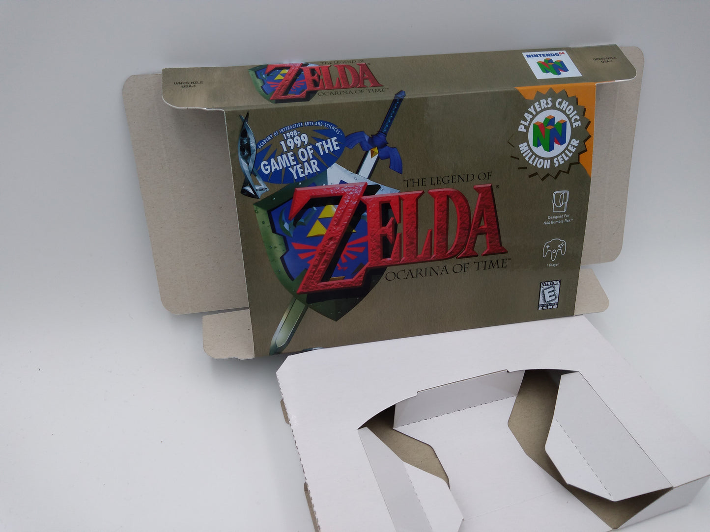 The Legend of Zelda Ocarina of Time - Replacement Box, Manual, Inner Tray - NTSC, PAL or Australian PAL - Nintendo 64 - thick cardboard.