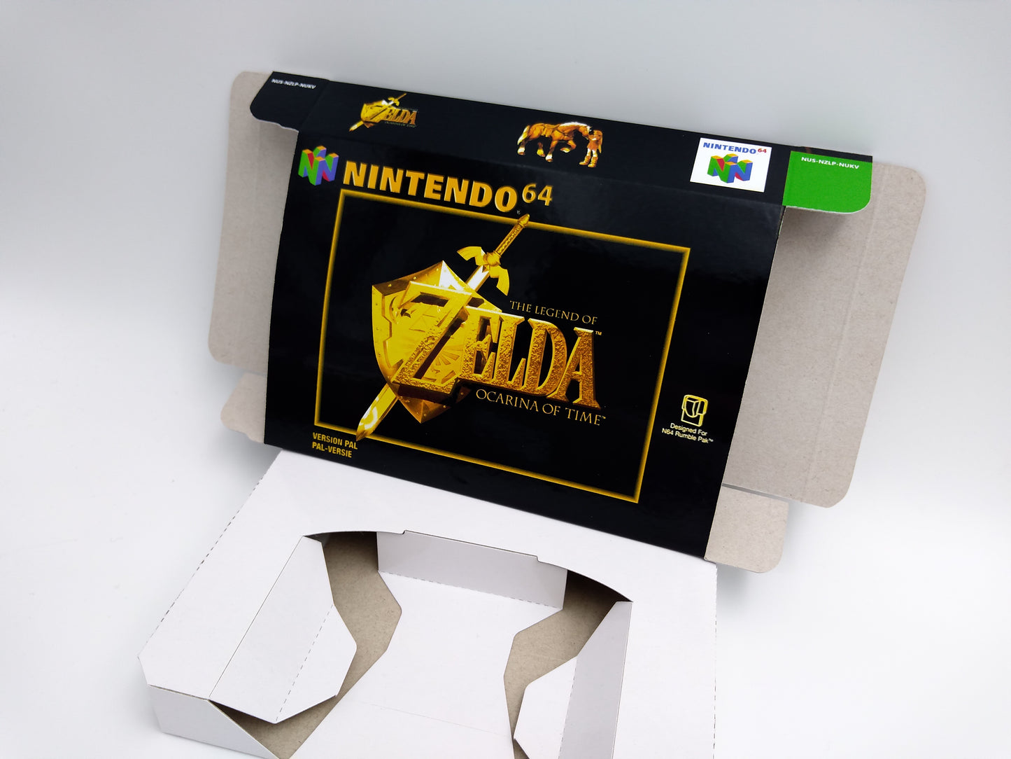 The Legend of Zelda Ocarina of Time - Replacement Box, Manual, Inner Tray - NTSC, PAL or Australian PAL - Nintendo 64 - thick cardboard.