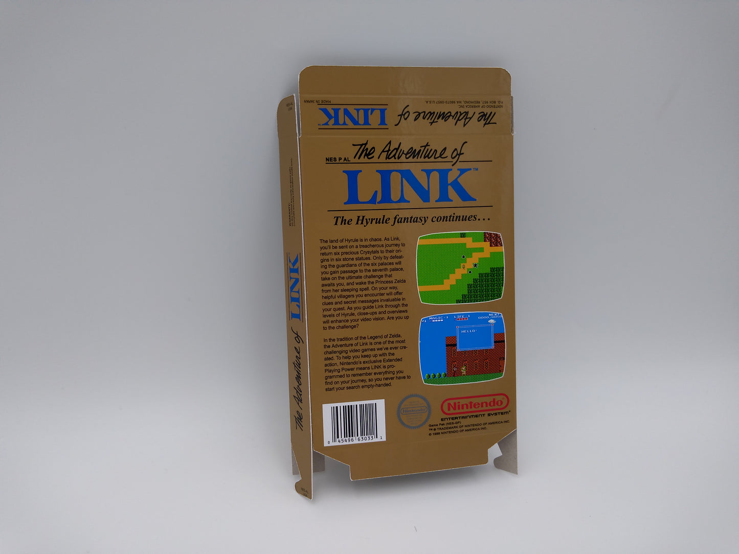 Zelda II The Adventure of Link - Box Replacement, Manual, Dust Cover, Block NES - NTSC or PAL - Thick cardboard, HQ !!