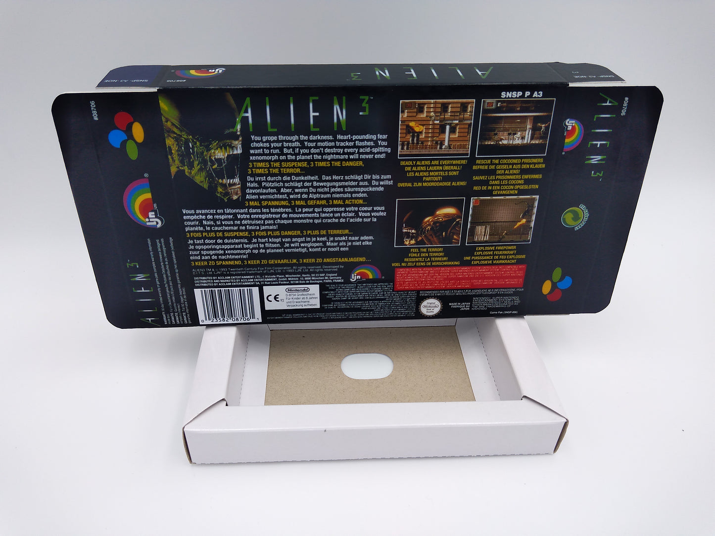 Alien 3 - box with inner tray option - PAL or NTSC region -  Super Nintendo/ SNES - thick cardboard. Top Quality !!