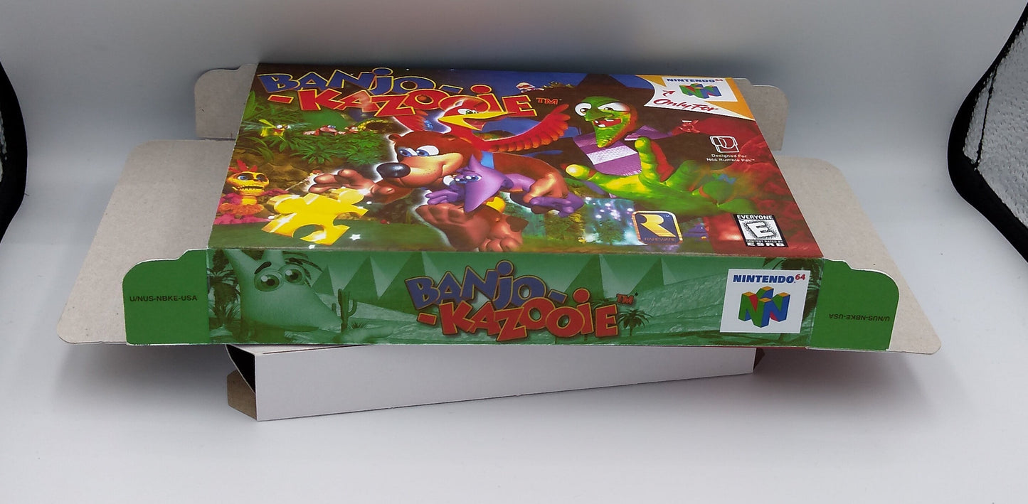 Banjo Kazooie - box with inner tray option - NTSC, PAL or Australian PAL Region - Nintendo 64/ N64 - thick cardboard as in the original.