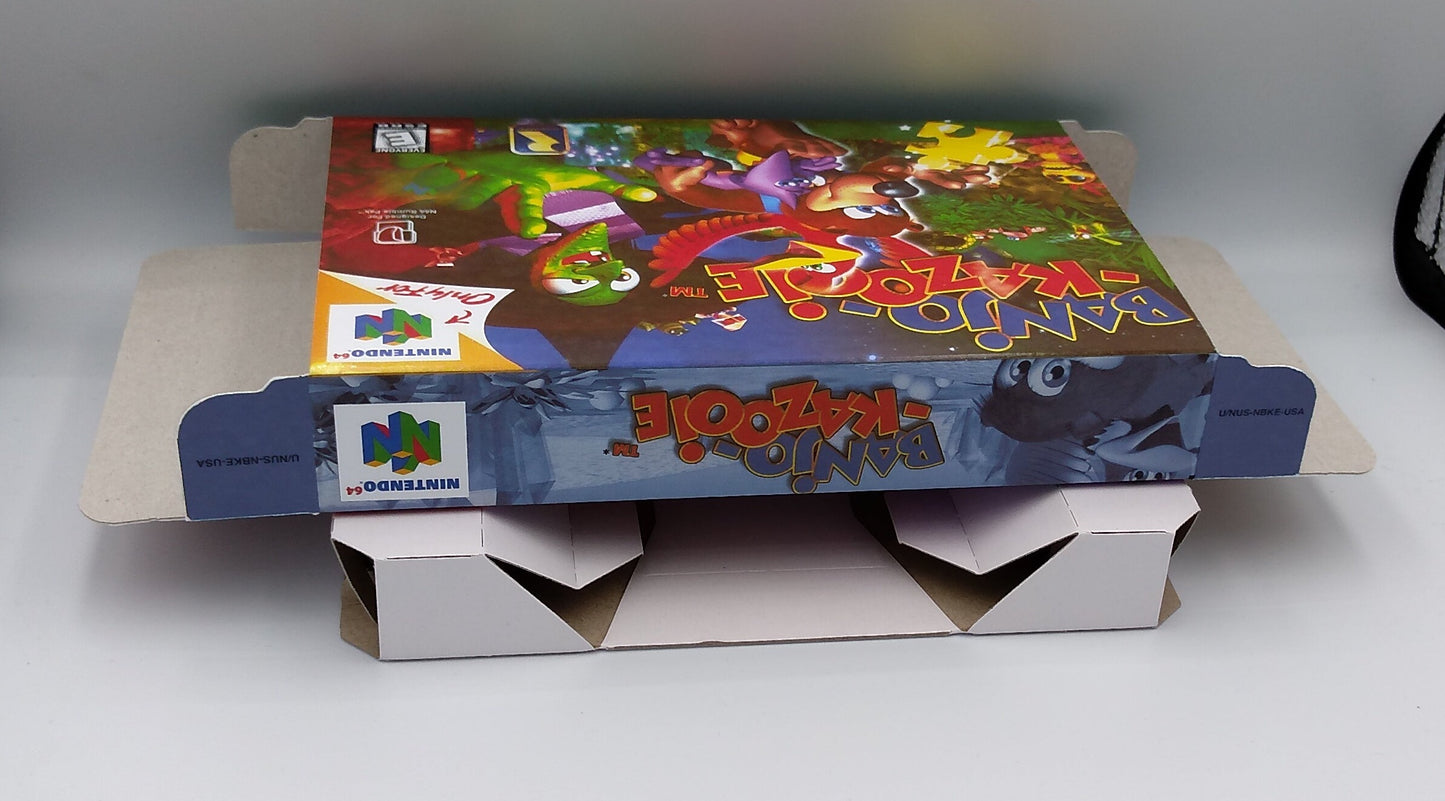 Banjo Kazooie - box with inner tray option - NTSC, PAL or Australian PAL Region - Nintendo 64/ N64 - thick cardboard as in the original.