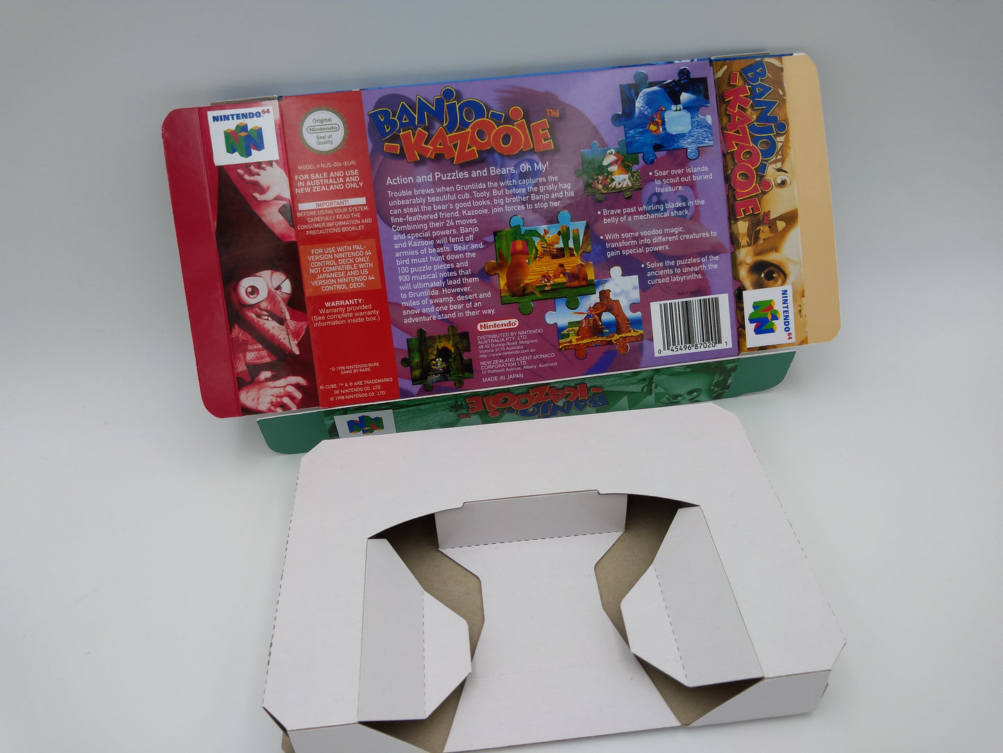 Banjo Kazooie - box with inner tray option - NTSC, PAL or Australian PAL Region - Nintendo 64/ N64 - thick cardboard as in the original.