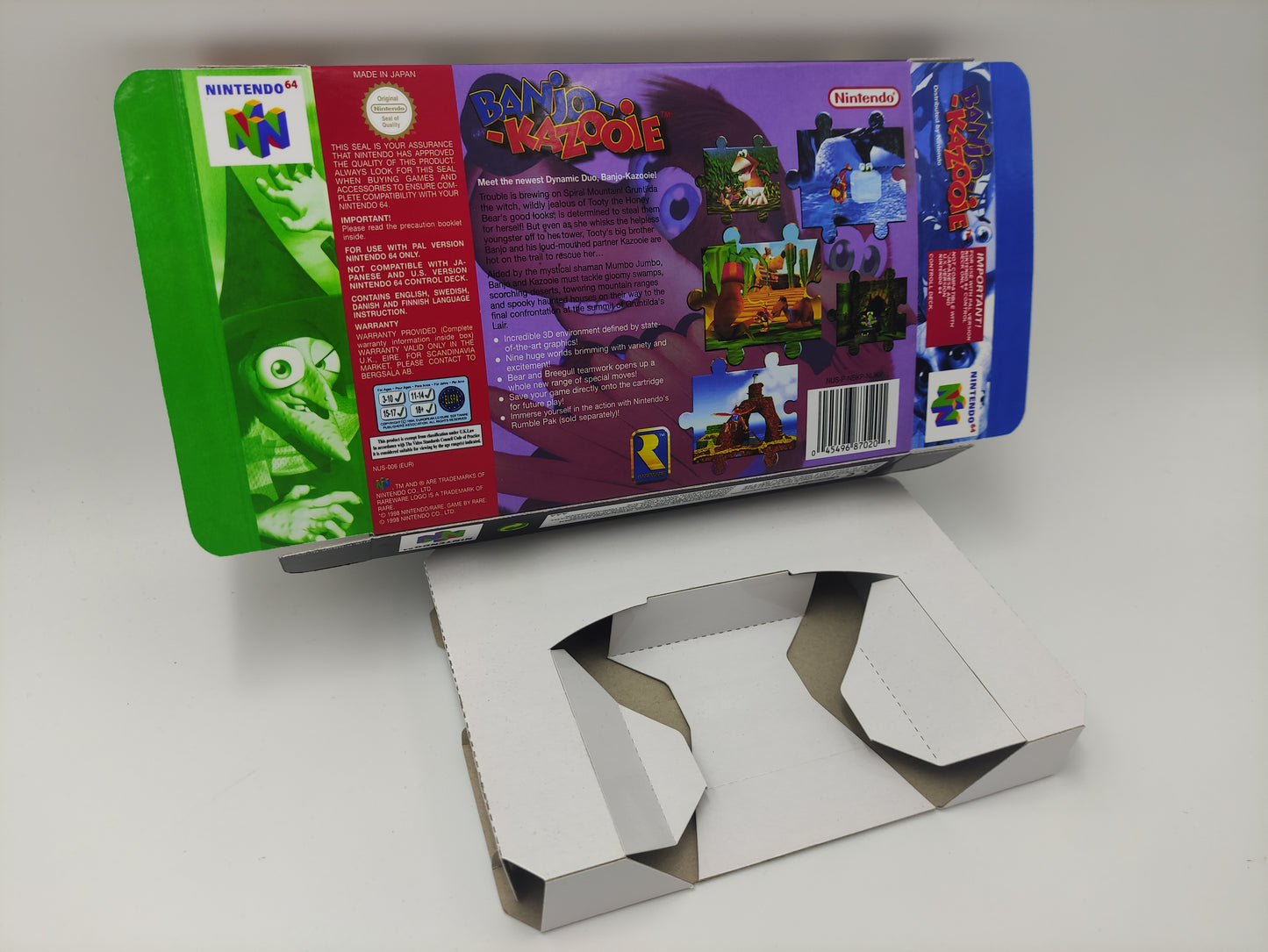 Banjo Kazooie - box with inner tray option - NTSC, PAL or Australian PAL Region - Nintendo 64/ N64 - thick cardboard as in the original.