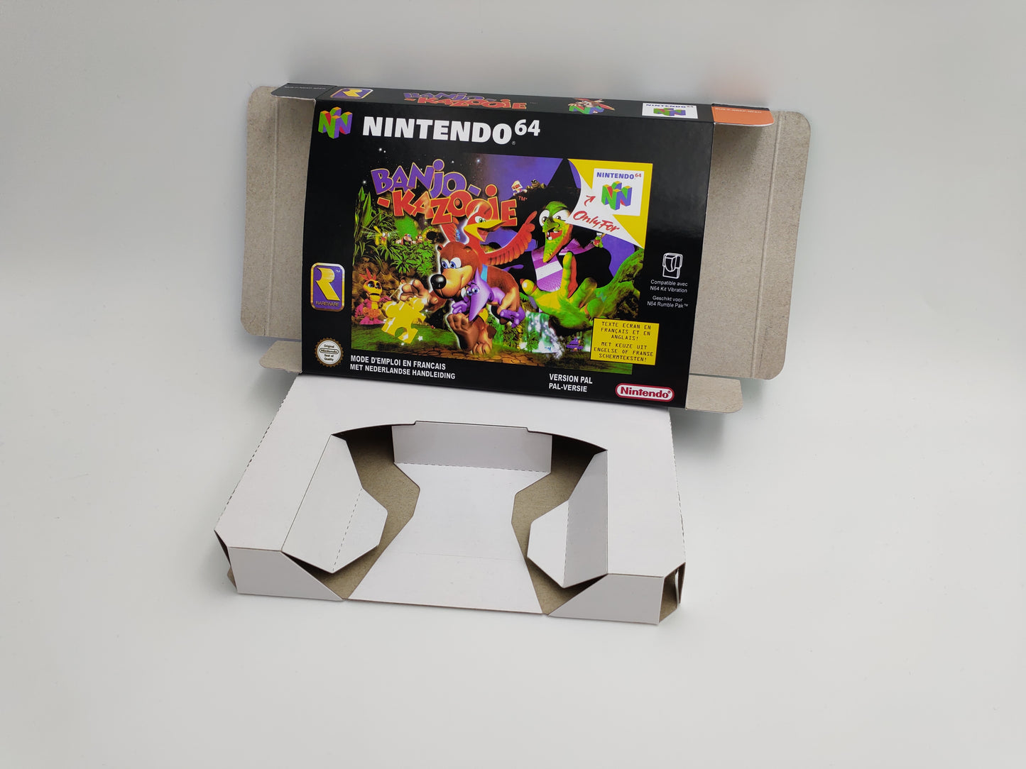 Banjo Kazooie - box with inner tray option - NTSC, PAL or Australian PAL Region - Nintendo 64/ N64 - thick cardboard as in the original.