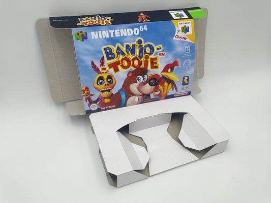 Banjo Tooie - box replacement with inner tray option - NTSC, PAL or Australian PAL - Nintendo 64/ N64 - thick cardboard as in the original.