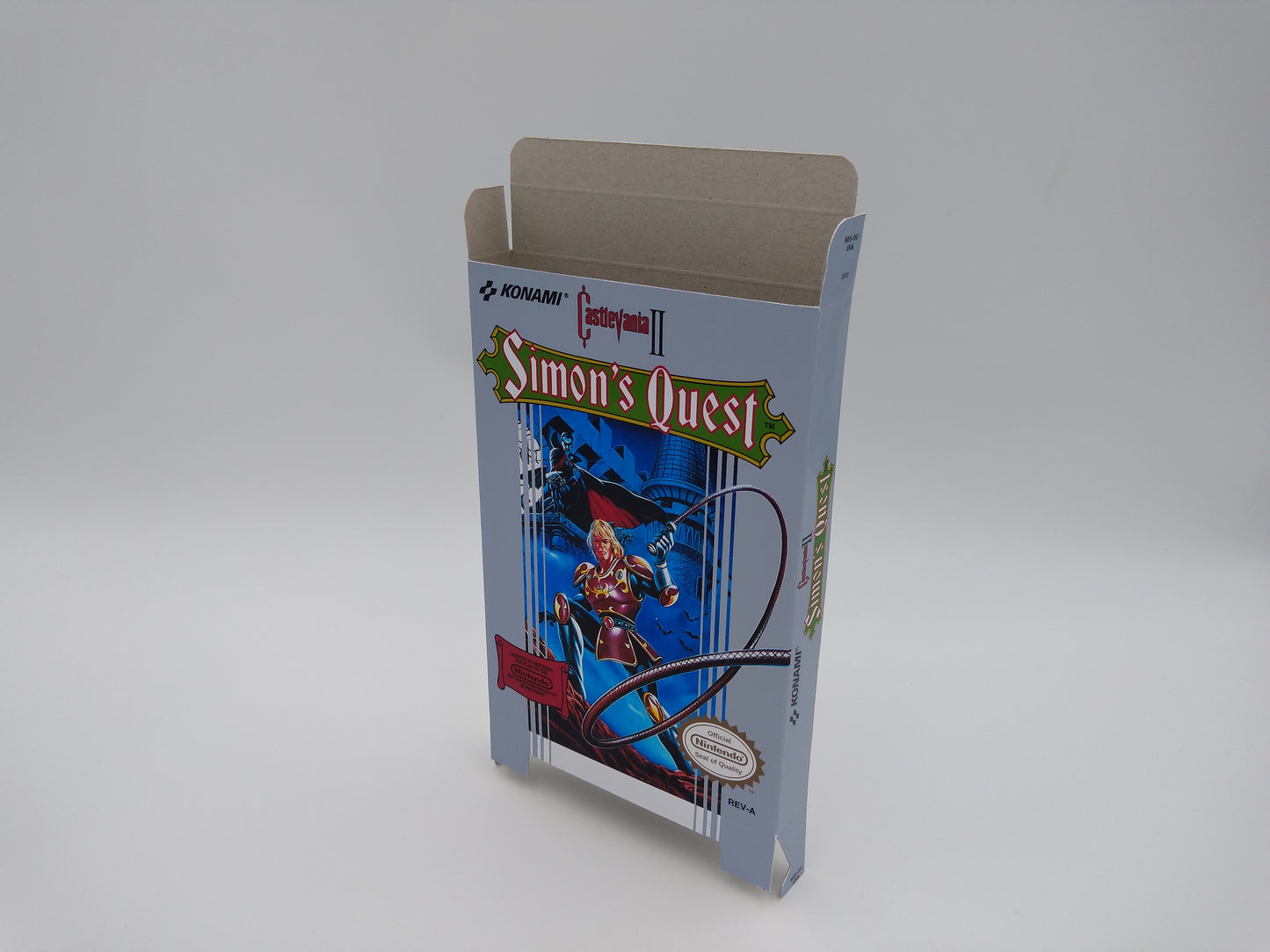 Castlevania II: Simon's Quest - Box, Manual, Dust Cover, Block - NES - NTSC or pal - thick cardboard as in the original.