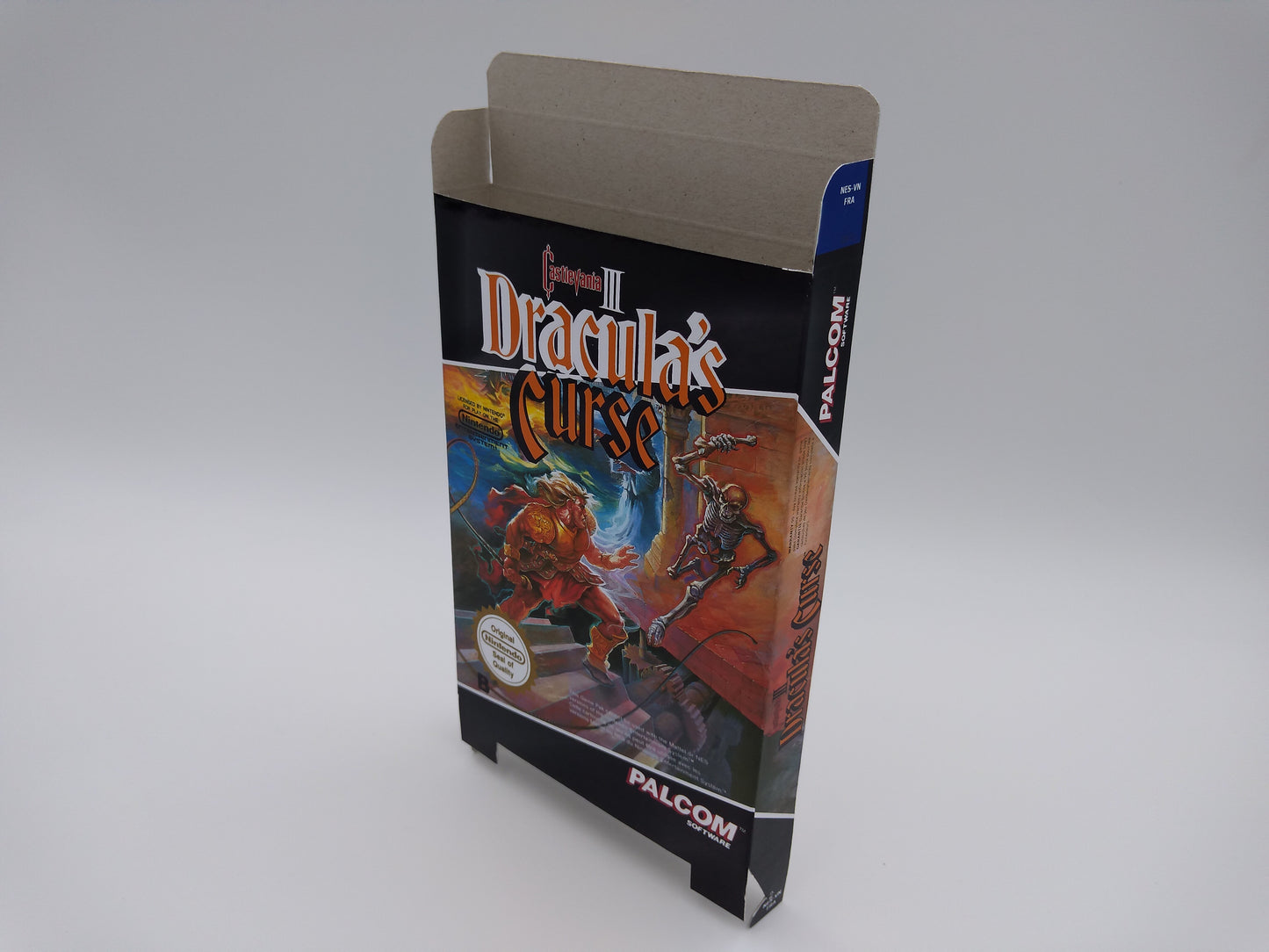 Castlevania III Dracula's Curse - Box replacement, Manual, Dust Cover, Block - NTSC or pal - NES - box replacement only - thick cardboard. Top Quality !