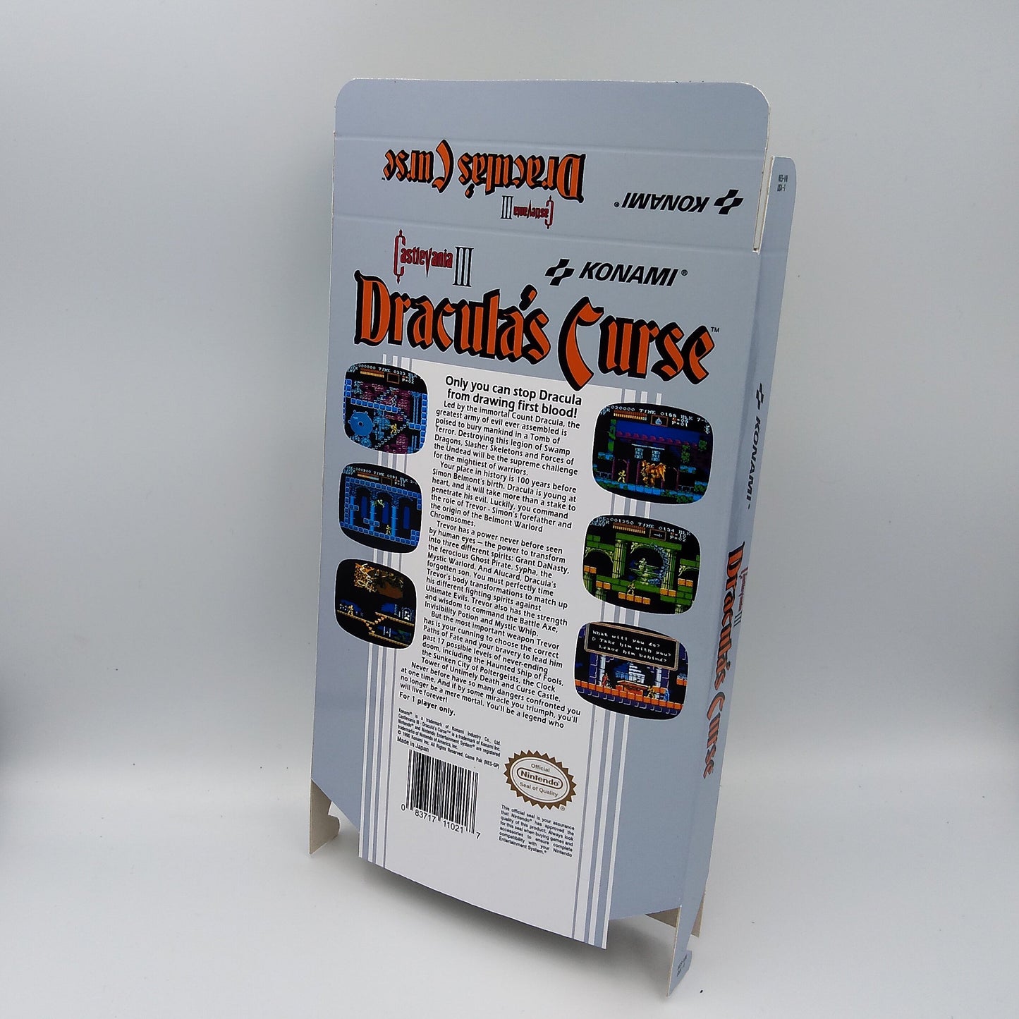 Castlevania III Dracula's Curse - Box replacement, Manual, Dust Cover, Block - NTSC or pal - NES - box replacement only - thick cardboard. Top Quality !