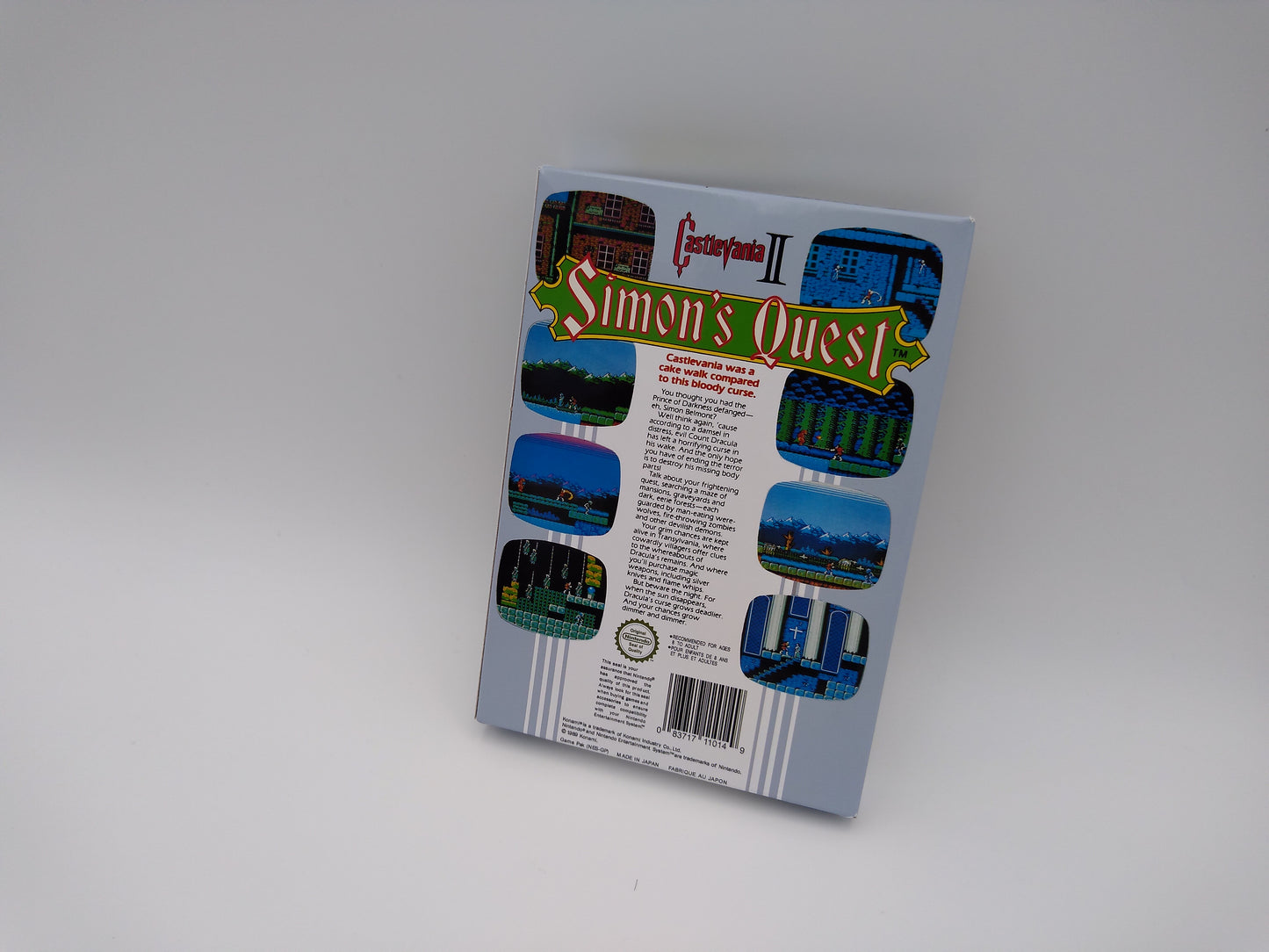 Castlevania II: Simon's Quest - Box, Manual, Dust Cover, Block - NES - NTSC or pal - thick cardboard as in the original.