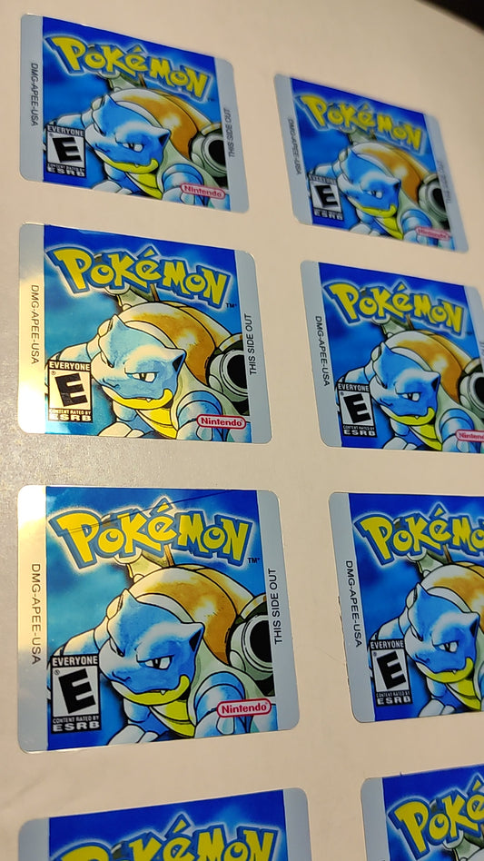 Pokemon Blue - Label - Sticker - Game Boy/ GB - replacement.