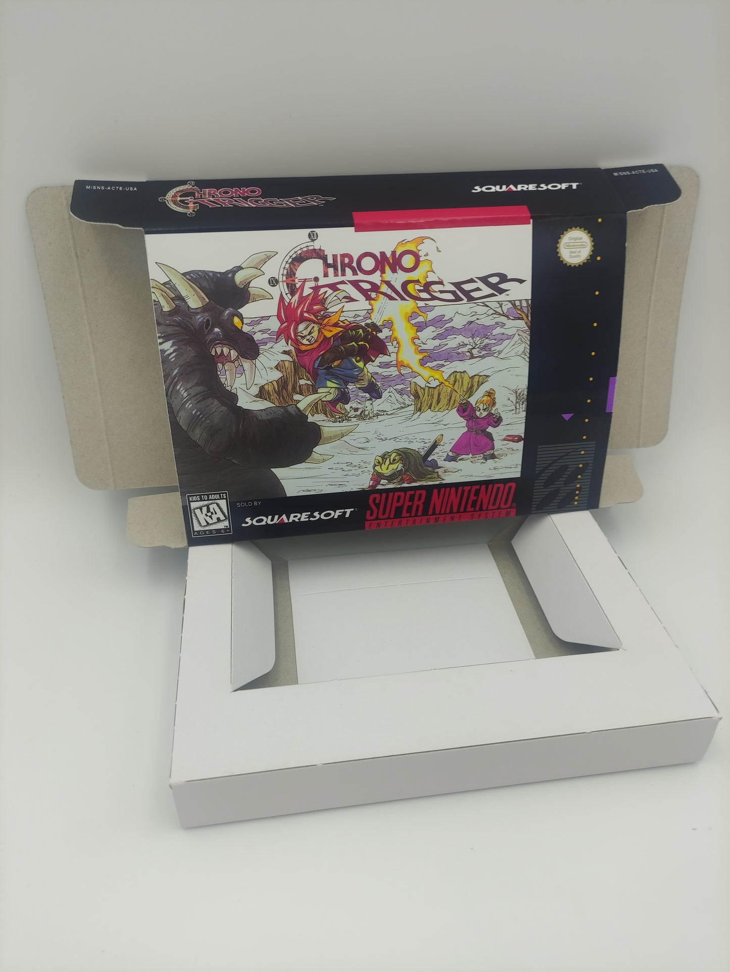 Chrono Trigger - box with inner tray option - PAL or NTSC - SNES - thick cardboard as in the original.