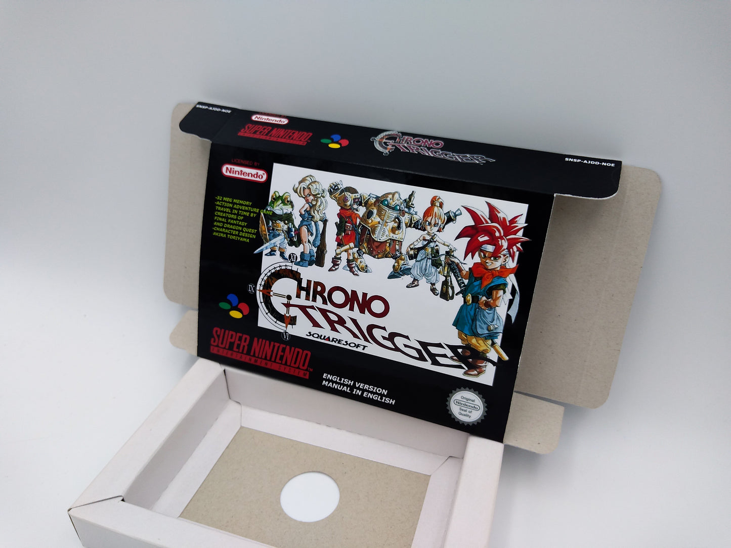 Chrono Trigger - box with inner tray option - PAL or NTSC - SNES - thick cardboard as in the original.