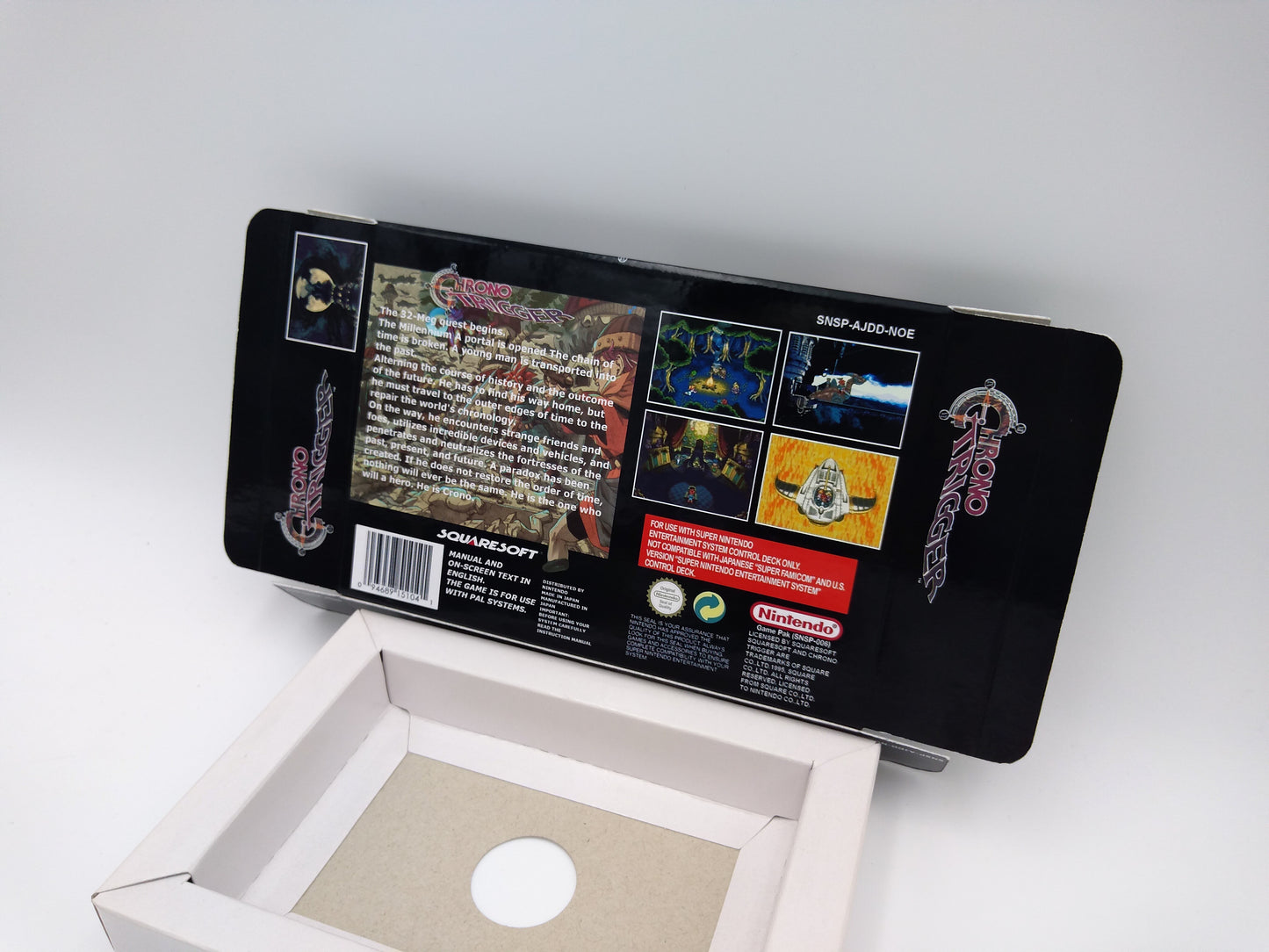 Chrono Trigger - box with inner tray option - PAL or NTSC - SNES - thick cardboard as in the original.