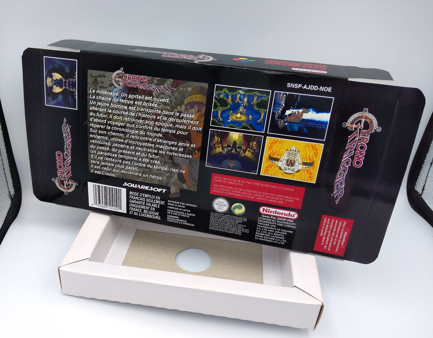 Chrono Trigger - box with inner tray option - PAL or NTSC - SNES - thick cardboard as in the original.