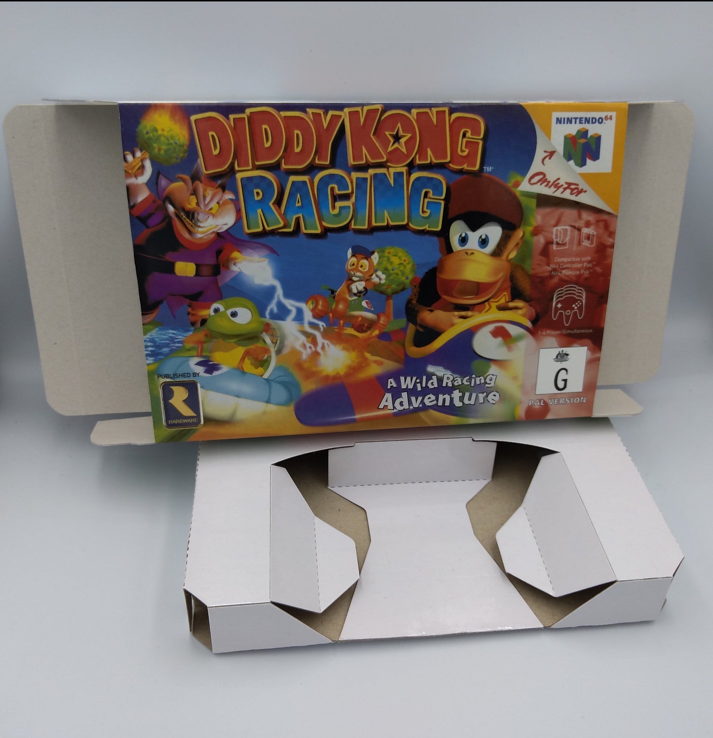 Diddy Kong Racing - box with inner tray option - NTSC, PAL or Australian PAL - Nintendo 64/ N64 - thick cardboard as in the original. Hq !