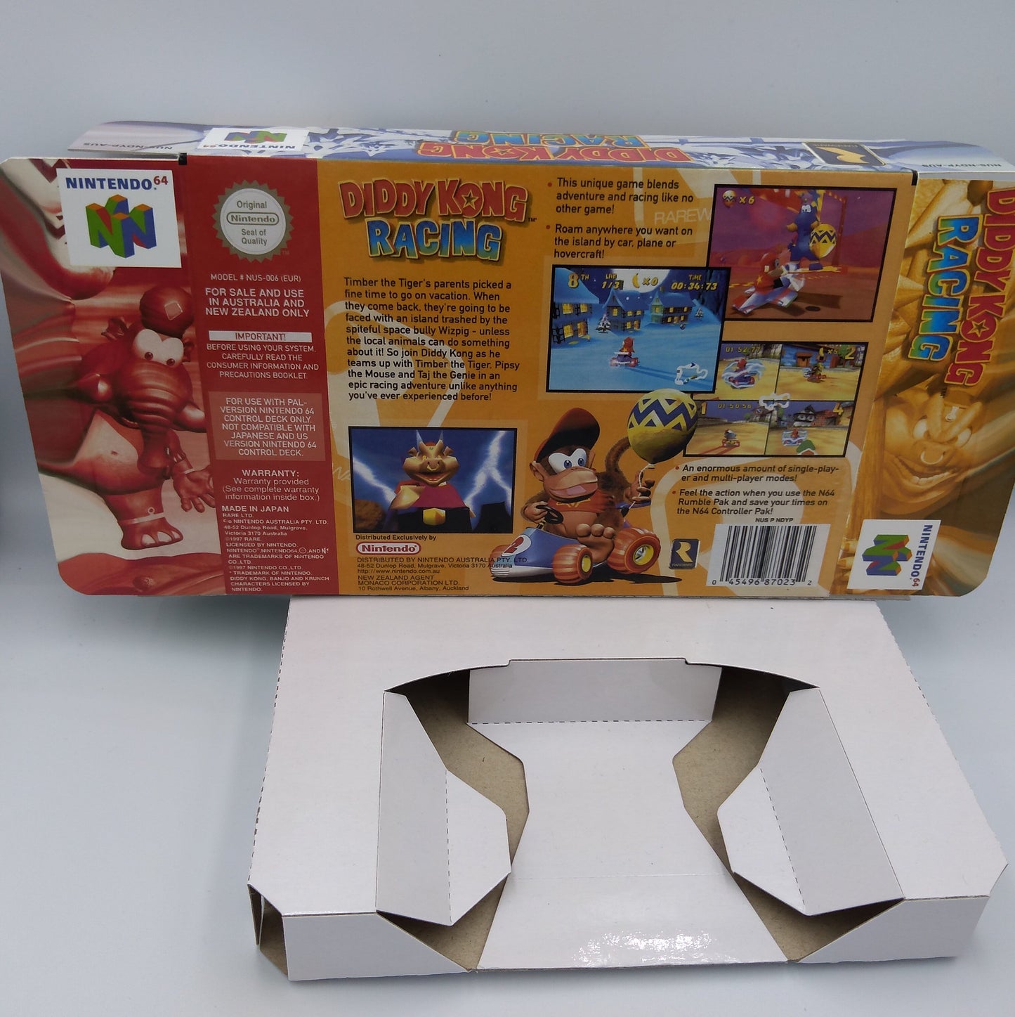 Diddy Kong Racing - box with inner tray option - NTSC, PAL or Australian PAL - Nintendo 64/ N64 - thick cardboard as in the original. Hq !