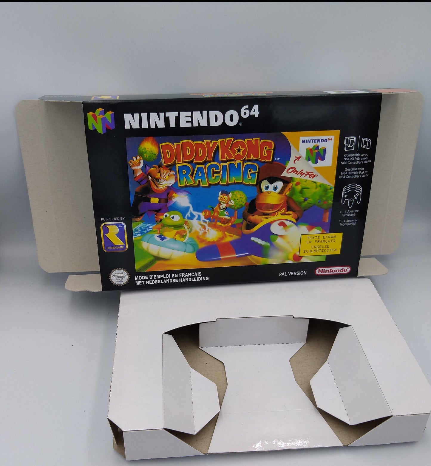 Diddy Kong Racing - box with inner tray option - NTSC, PAL or Australian PAL - Nintendo 64/ N64 - thick cardboard as in the original. Hq !